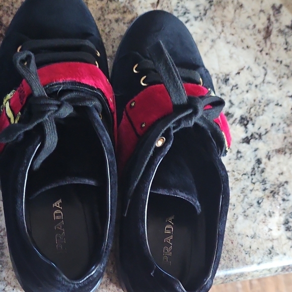 Prada Women's Black and Red Sneakers - Picture 10 of 16
